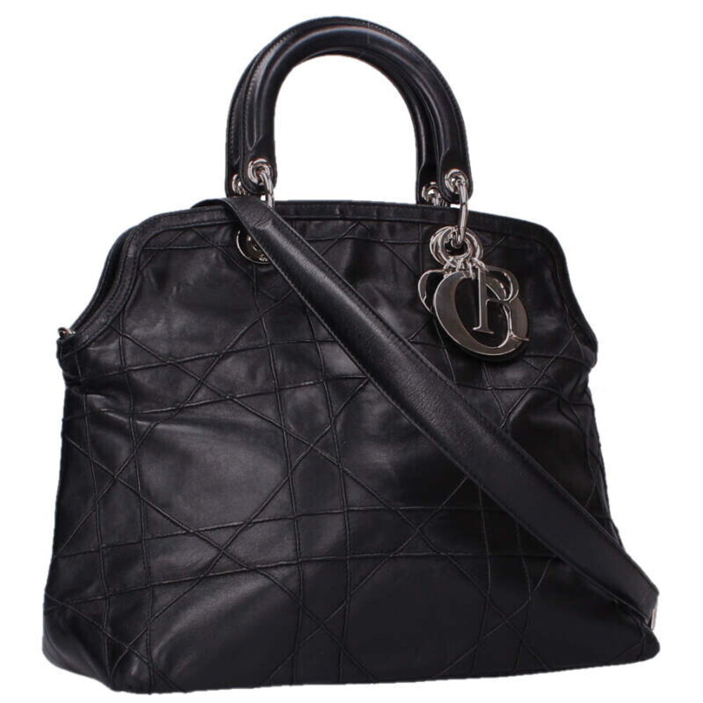 Christian Dior Granville Cannage Lambskin Handbag Black